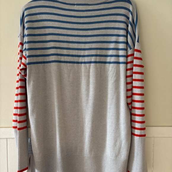 Ladies White Stuff size 16 red and blue stripes on grey nautical sweater preppy - Picture 2 of 6